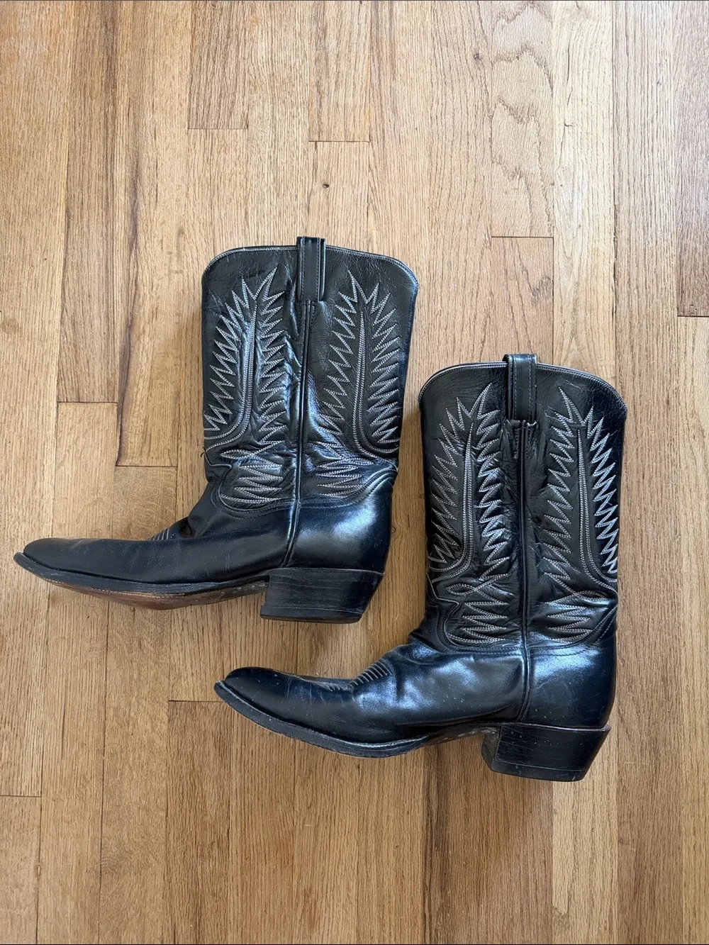 VTG 70’s Tony Lama Black Label Western Cowboy Boots 10B MultiRow Stitch USA Made